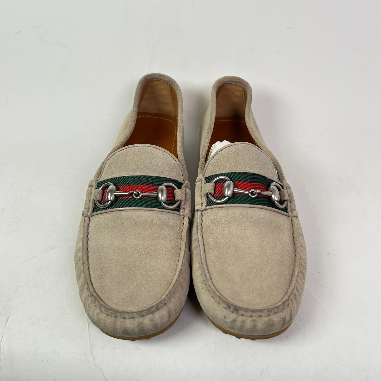Gucci Beige Horsebit Suede Driving Loafers