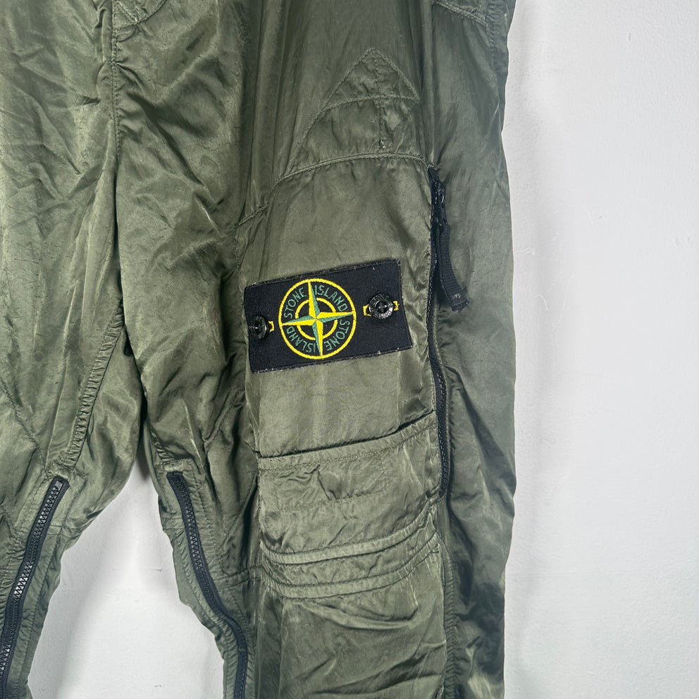 Stone Island Green Nylon Zipper Cargo Pants Size 36