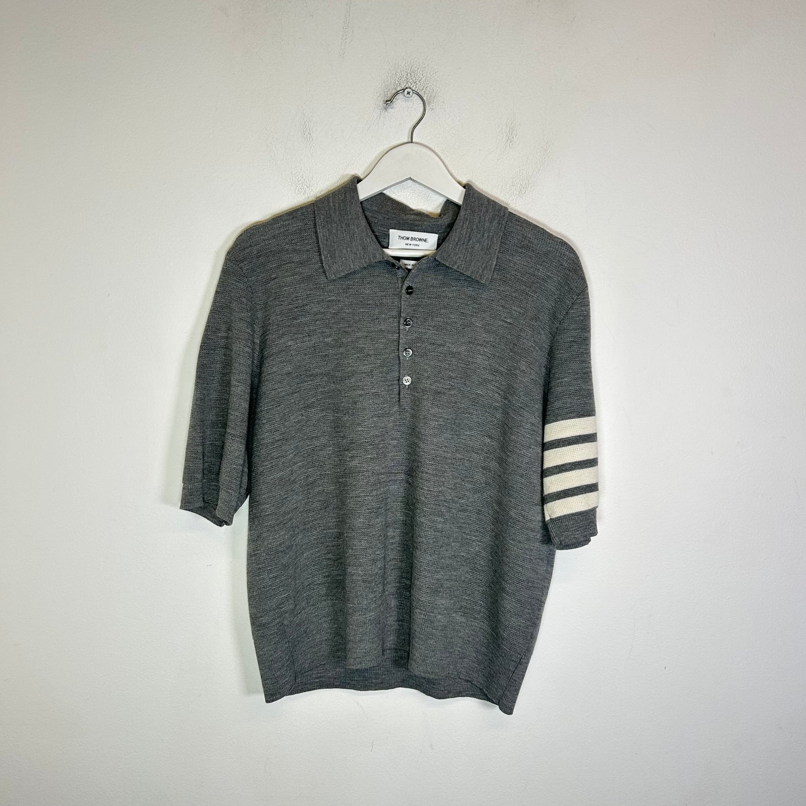 Thom Browne Grey 4 Bar Knit Polo Size 2