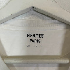 Hermes Embroidered Pocket Micro White T-Shirt Size S