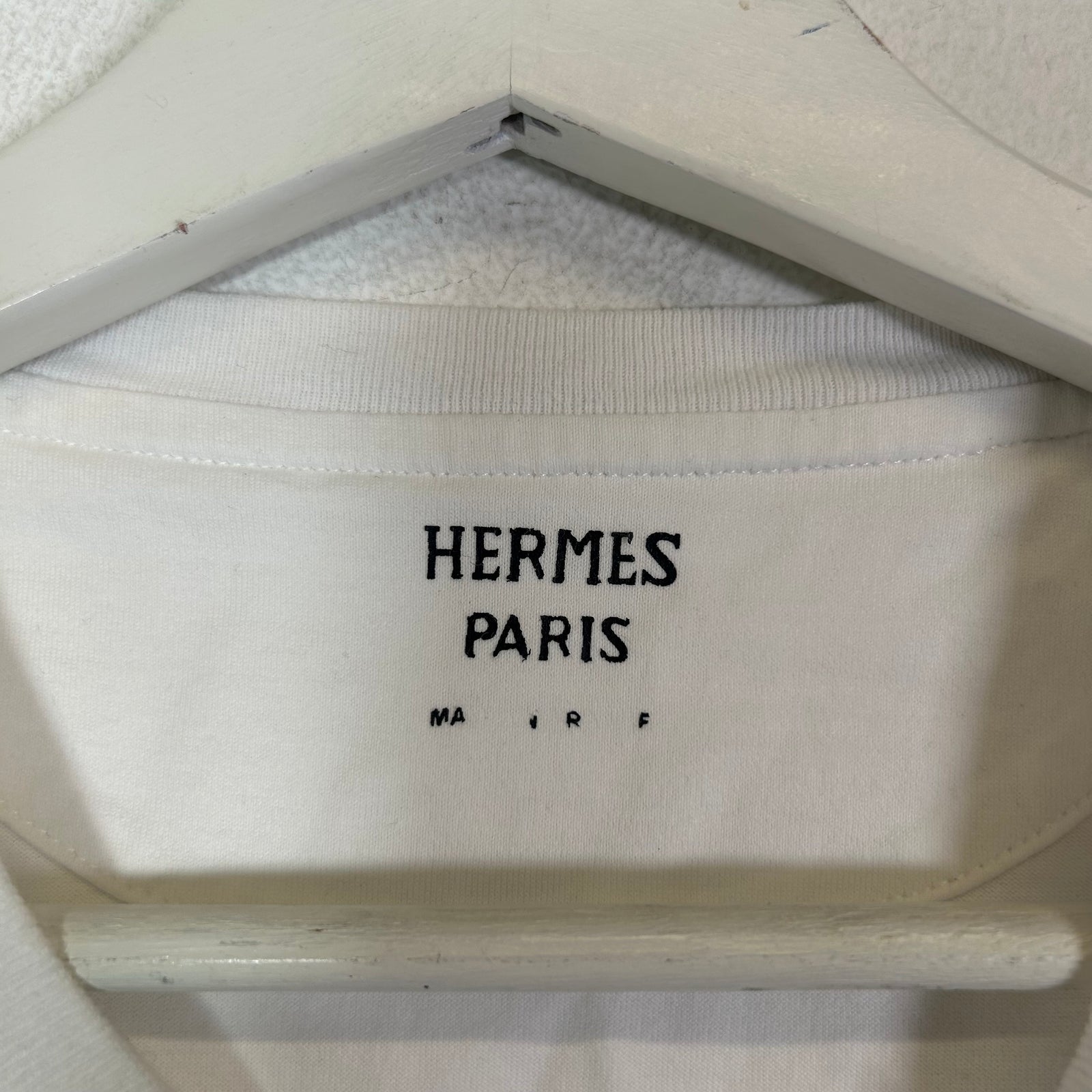 Hermes Embroidered Pocket Micro White T-Shirt Size S
