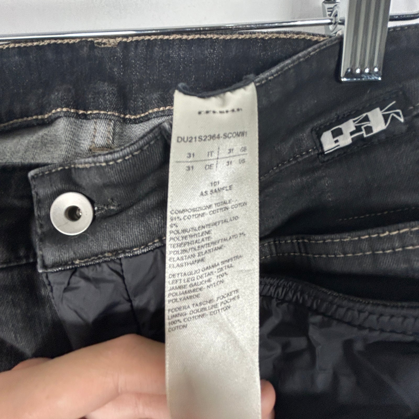 Rick Owens Triple Black Patchwork Tyrone Jeans Size 31