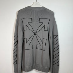 Off-White Knit Sweater Grey Stripes Size XL