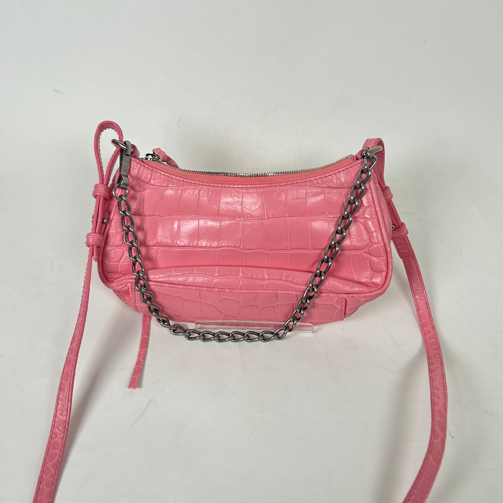 Balenciaga Pink Embossed Croc Le Cagole Mini