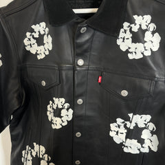 Denim Tears Black Leather Wreath Jacket Size L