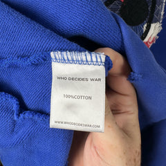 Who Decides War Stained Glasses Embroidered Blue Hoodie Size L