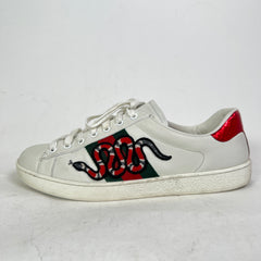 Gucci White Embroidered Snake Ace Lowtop Sneakers