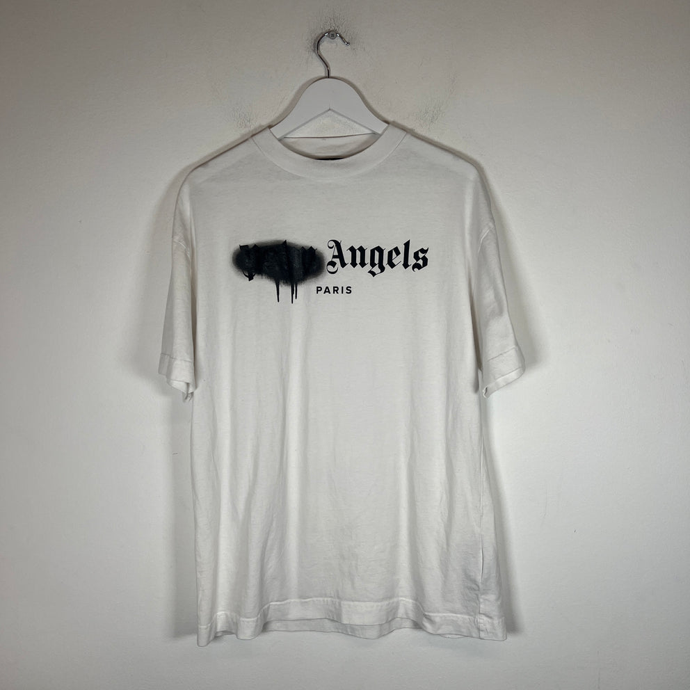 Palm Angels White Sprayed Logo T-shirt Size L