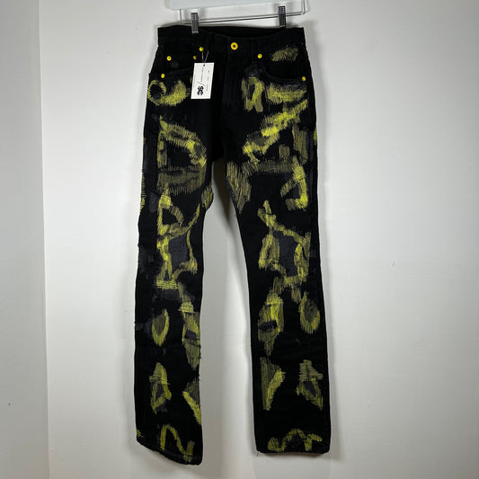 Endless Black/Yellow Embroidered Jeans Size 28