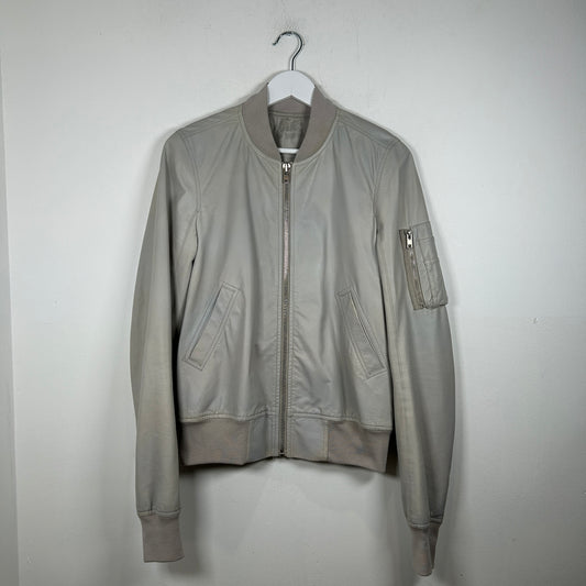 Rick Owens MA-1 Lambskin Pearl Leather Jacket Size S
