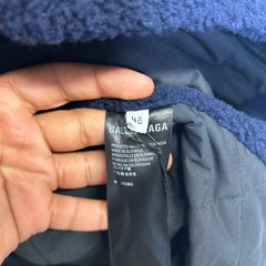 Balenciaga Navy Sherpa Half Zip Jacket Size 48