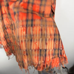 Amiri Orange Bleached Distressed Logo Flannel Shirt Size L