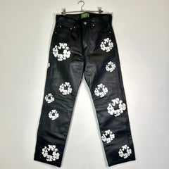 Denim Tears Black Leather Wreath Pants Size 32