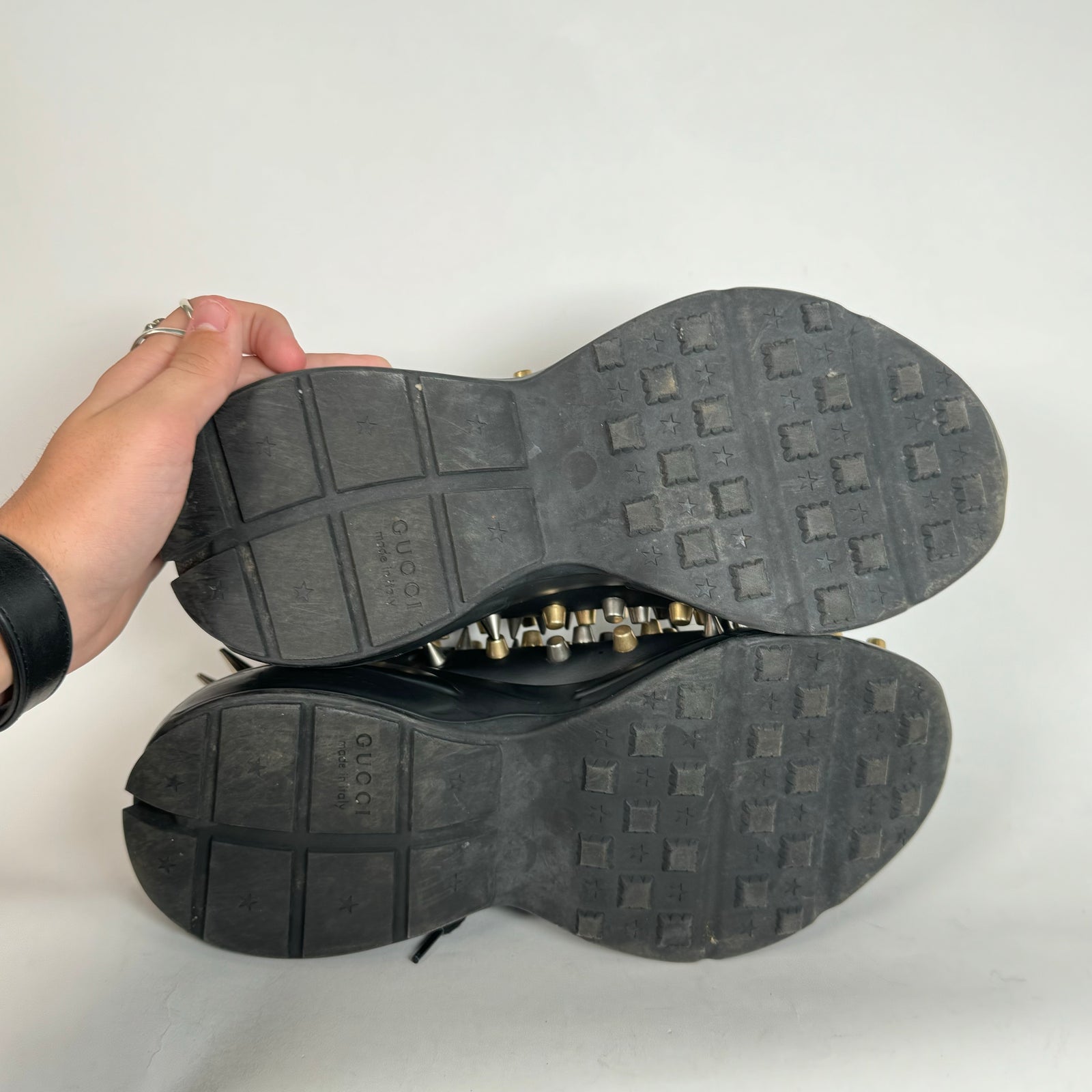 Gucci Black Studded Rhyton Sneaker Size 9.5