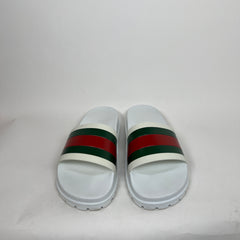 Gucci White Web Slide Sandals Size GG 10
