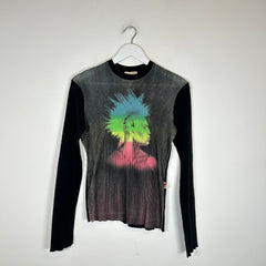Jean Paul Gaultier Jeans Mesh Mohawk Punk Longsleeve Size L