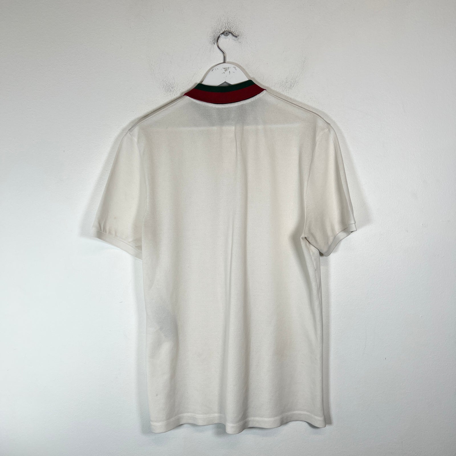 Gucci White Web Collar Polo Shirt Size L