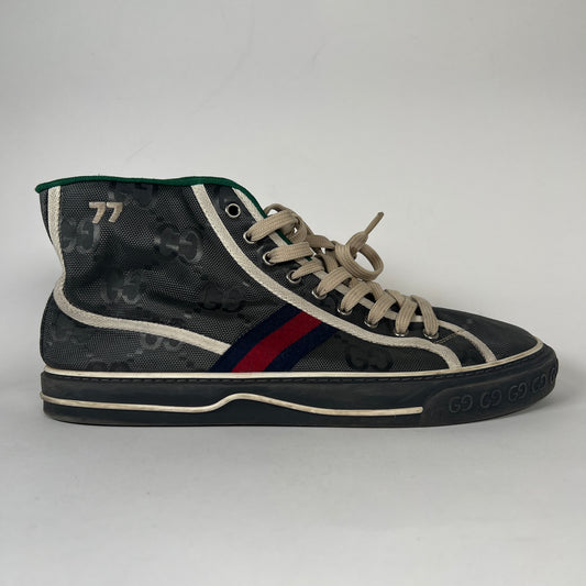 Gucci Grey Canvas 1977 Tennis High Top Sneaker Size 9