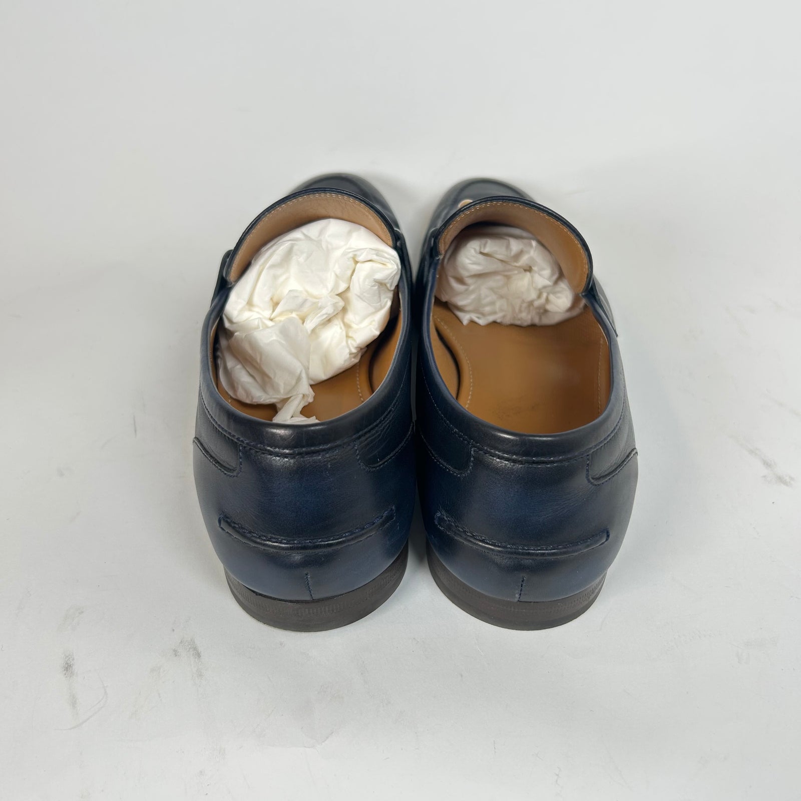 Gucci Navy Jordaan Horsebit Loafers Size GG 9.5