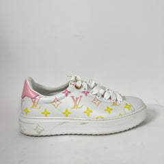 Louis Vuitton Pink/Yellow Timeout Sneakers Size 38