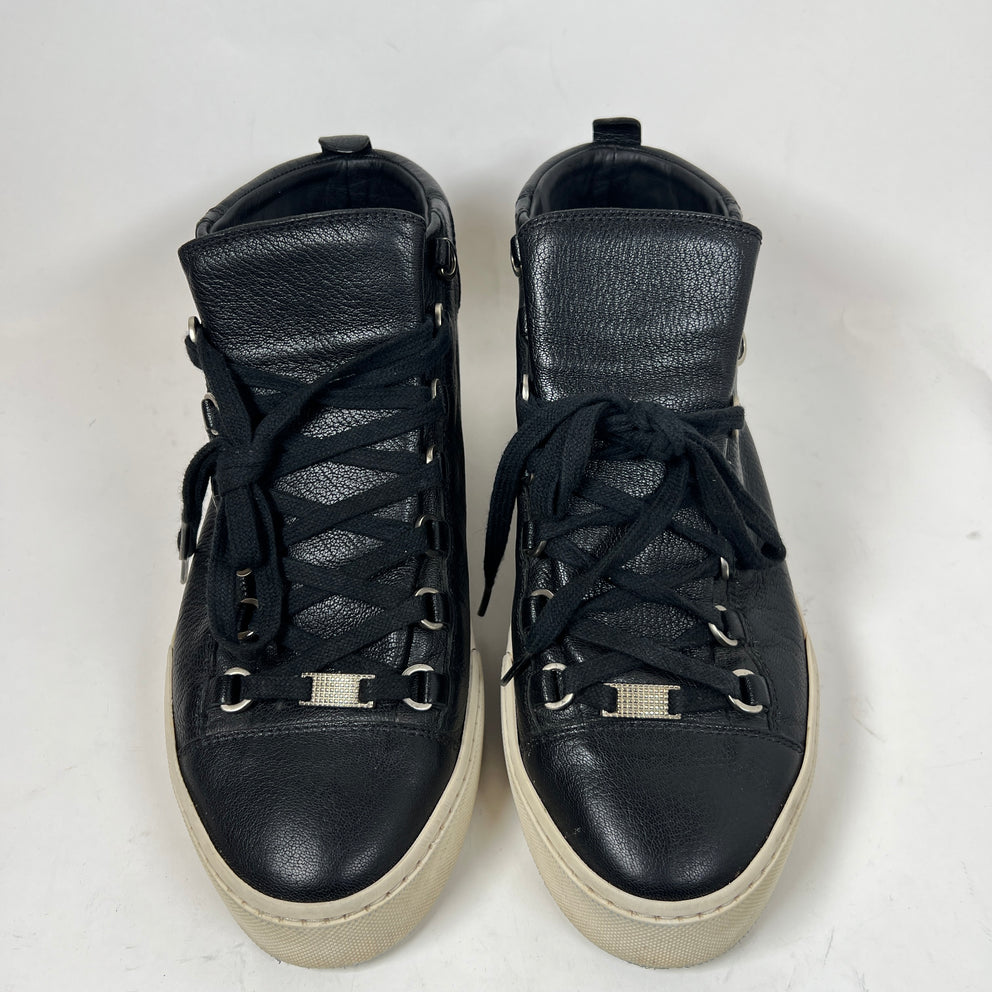 Balenciaga Black Lambskin Arena Sneaker Size 42