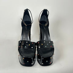 Louis Vuitton Black Leather Monogram Platform Heels Size 41