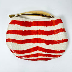 Bottega Veneta White/Orange Sardine Alligator Bag