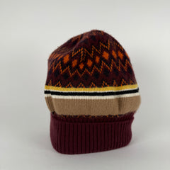 Prada Jaquard Logo Red Knit Beanie Size L