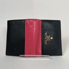 Prada Black/Pink Saffiano Leather Wallet