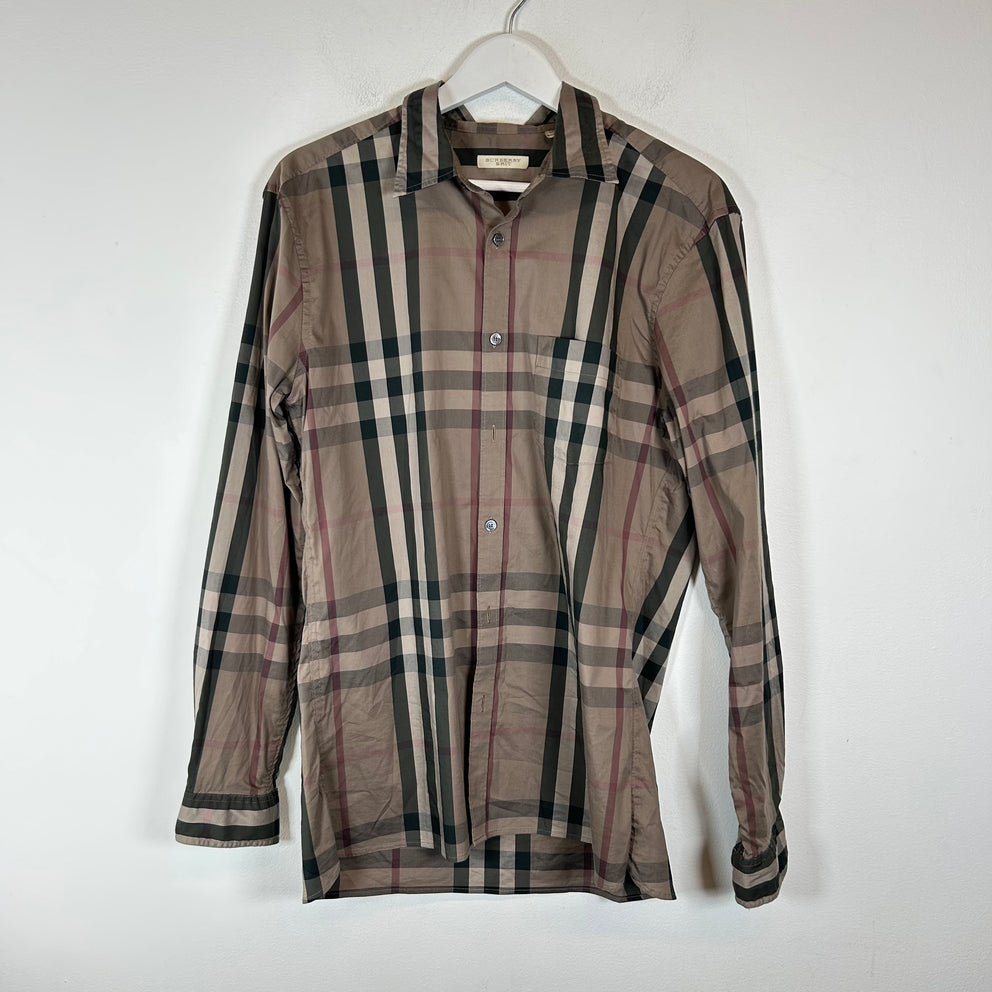 Burberry Brit Brown Check Button-Up Shirt Size XL