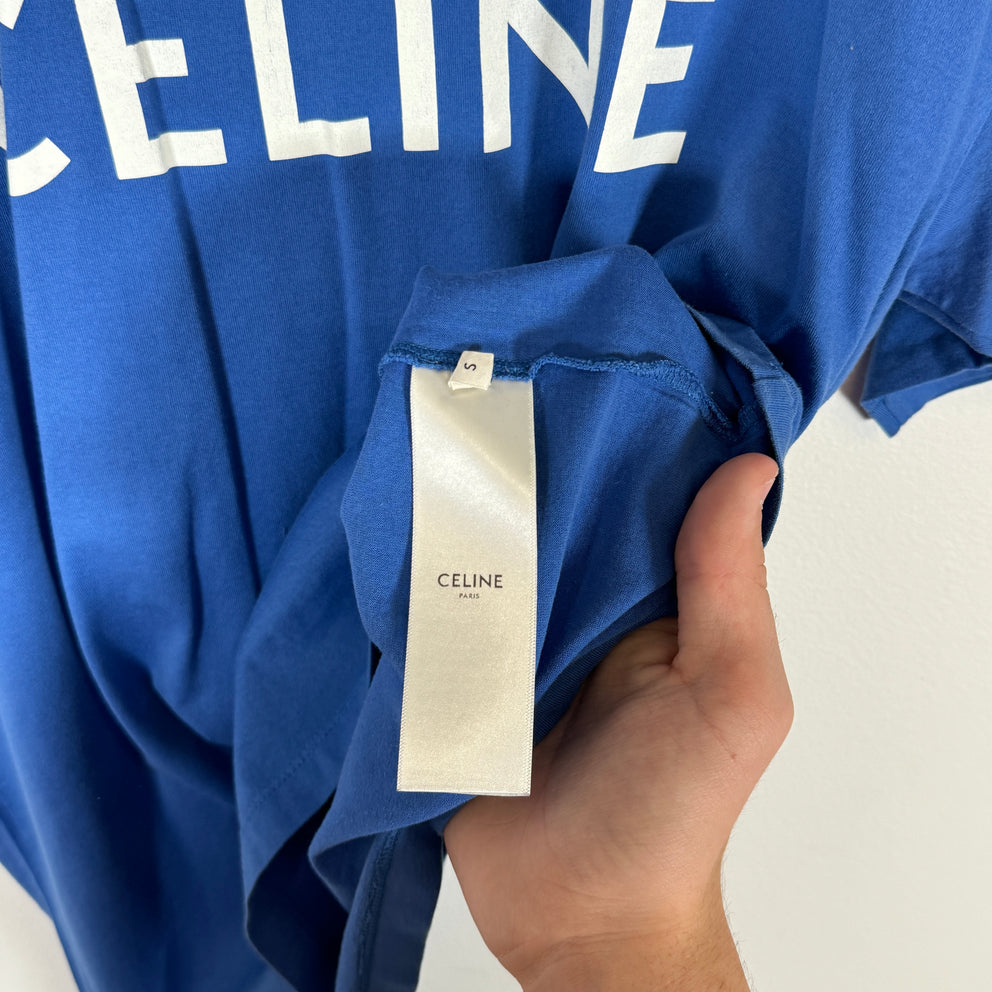 Celine Blue Logo Tee Size S