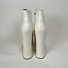 Marc Jacobs White Patent Leather Kiki Platform Heels Size 41