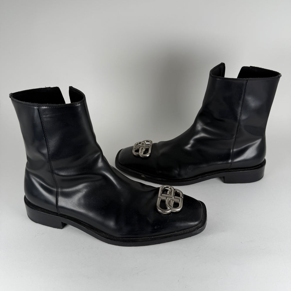 Balenciaga Rim BB Icon Leather Ankle Boots Size 43