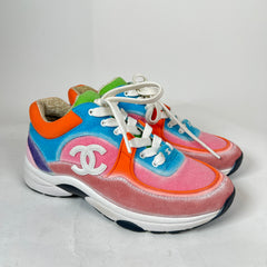 Chanel Multicolor Interlocking CC Suede Runner Size 36