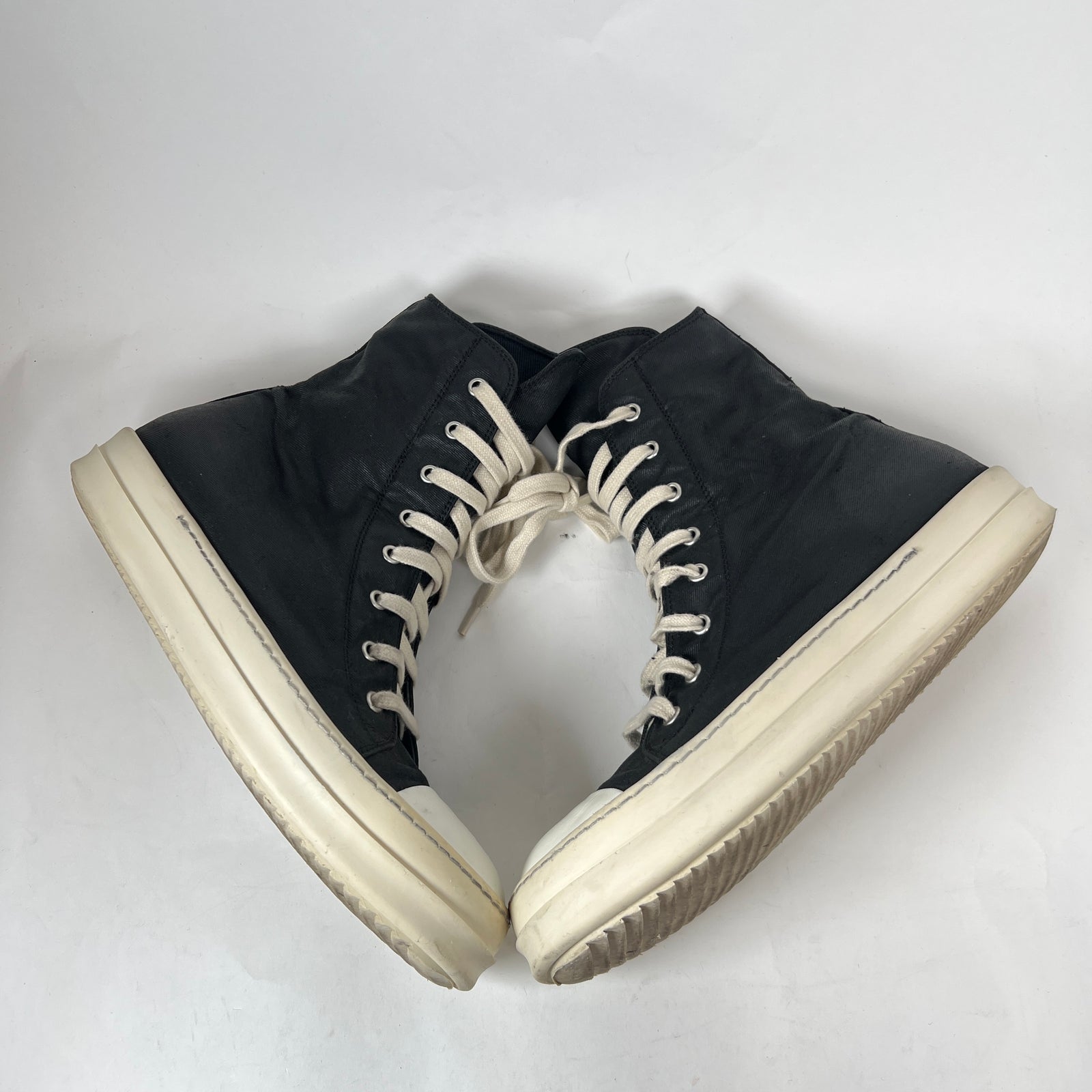 Rick Owens Drkshdw Black Waxed High-Top Ramones Size 42
