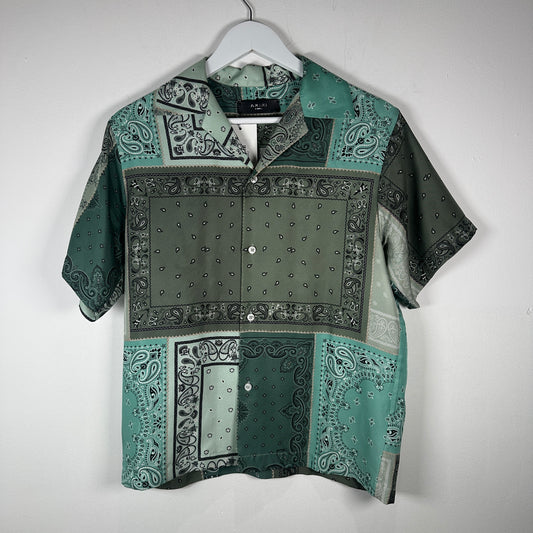 Amiri Green Paisley Silk Shirt Size XS