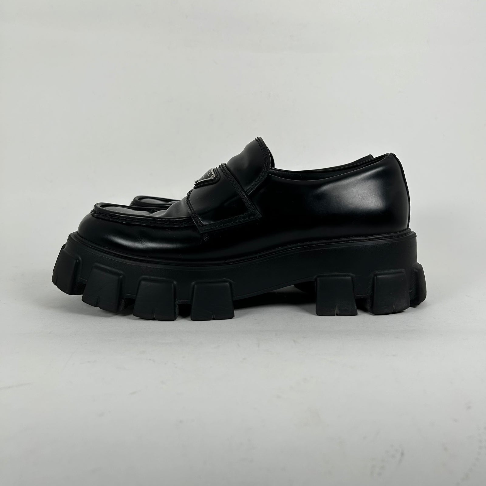 Prada Black Leather Monolith Sneakers Size 10