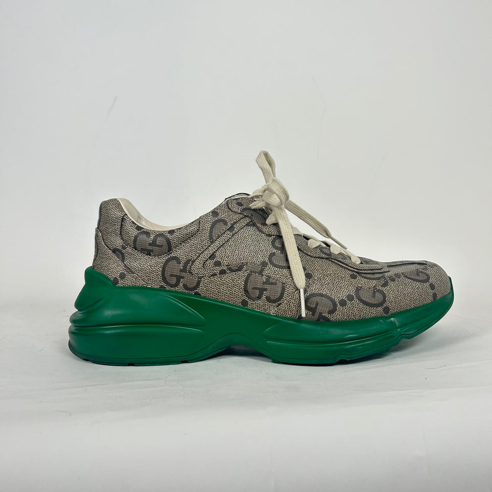 Gucci Green Jumbo GG Rhyton Sneaker Size 10.5