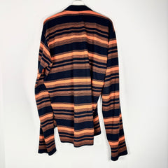 Martine Rose Orange/Navy Striped Logo Long-Sleeve Polo Shirt Size L  Size