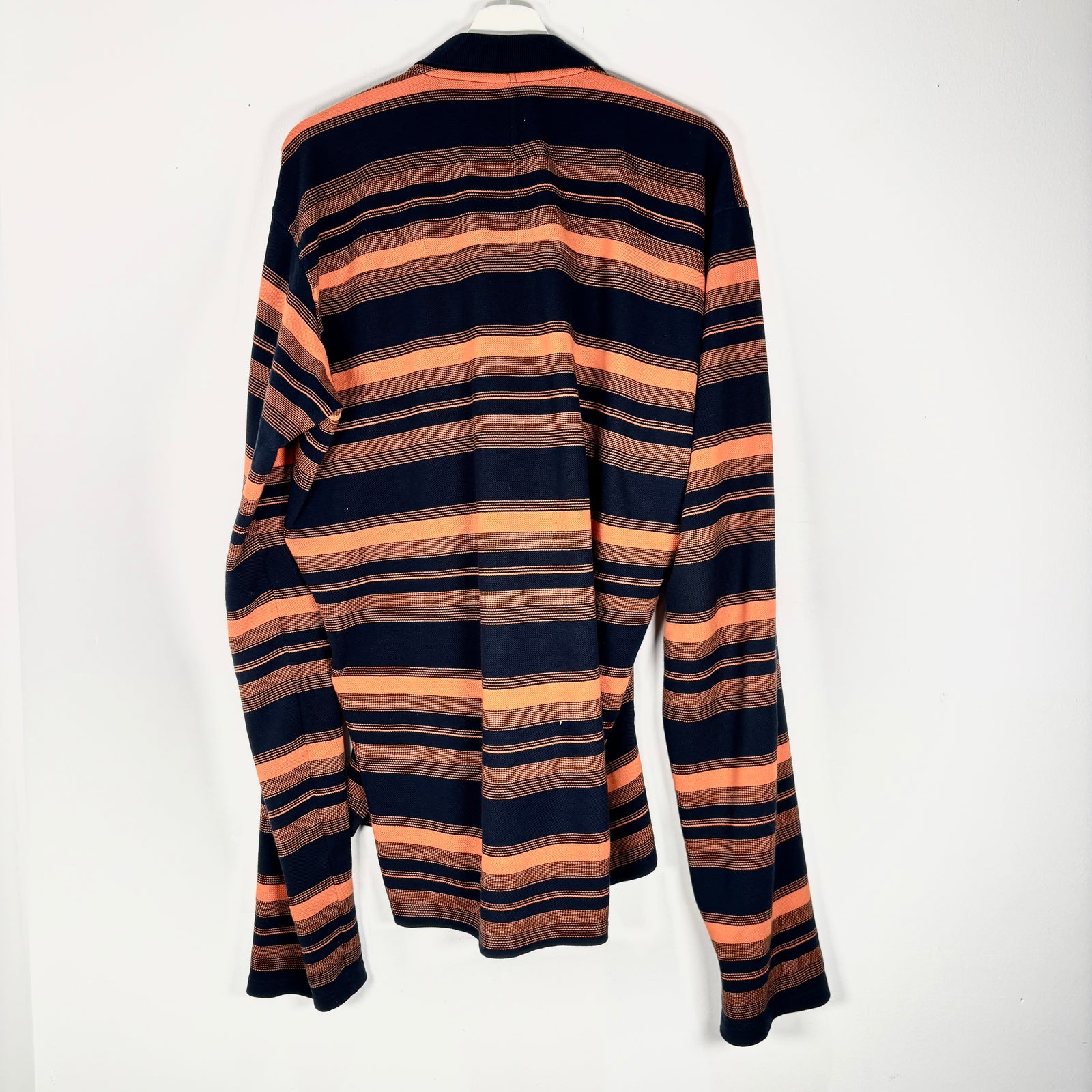 Martine Rose Orange/Navy Striped Logo Long-Sleeve Polo Shirt Size L  Size