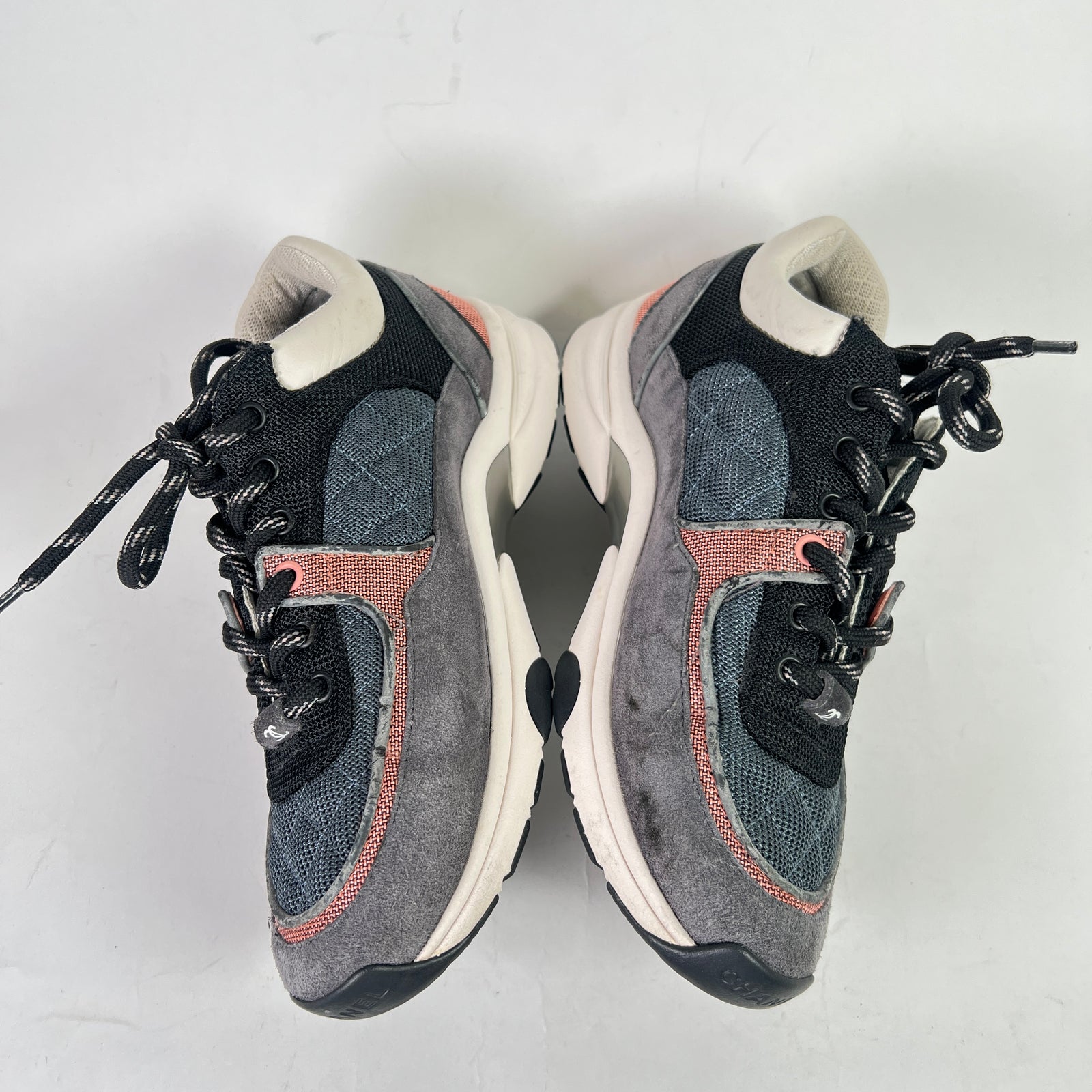 Chanel Grey/Pink Interlocking CC Runners