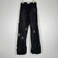 Rejina Pyo Black Distressed Wide Leg Jeans Size 28