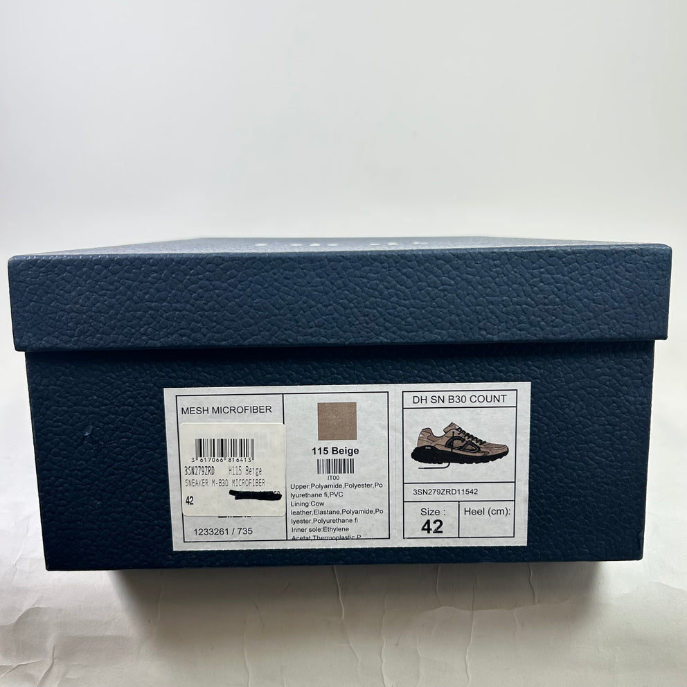 Dior B30 Beige/Black Mesh Microfiber Sneakers
