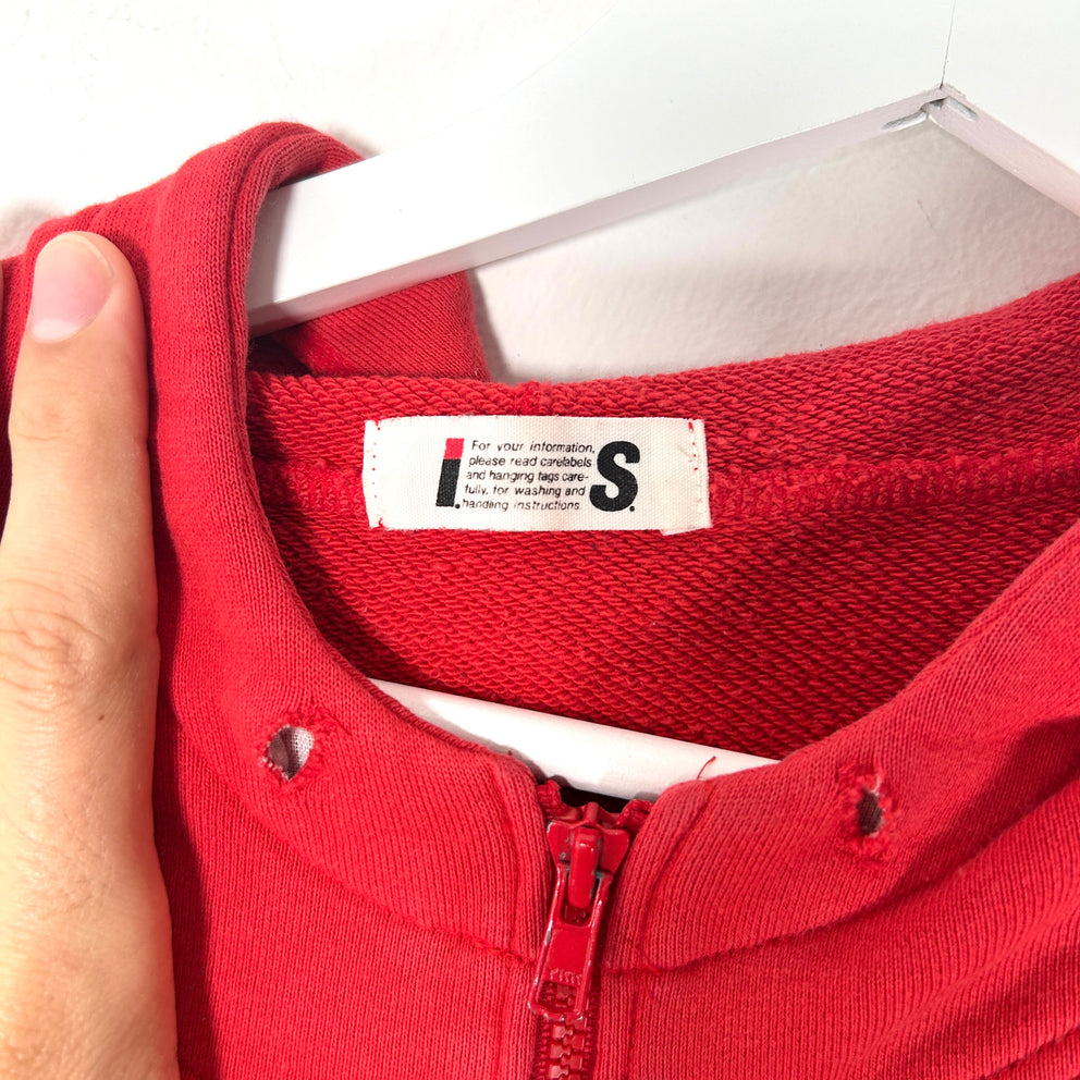 Issey Miyake Red 'Sport' Logo Zip-Up Hoodie Size S