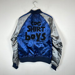 Comme Des Garcons SHIRT Boys Navy/Grey Satin Bomber Jacket Size XS