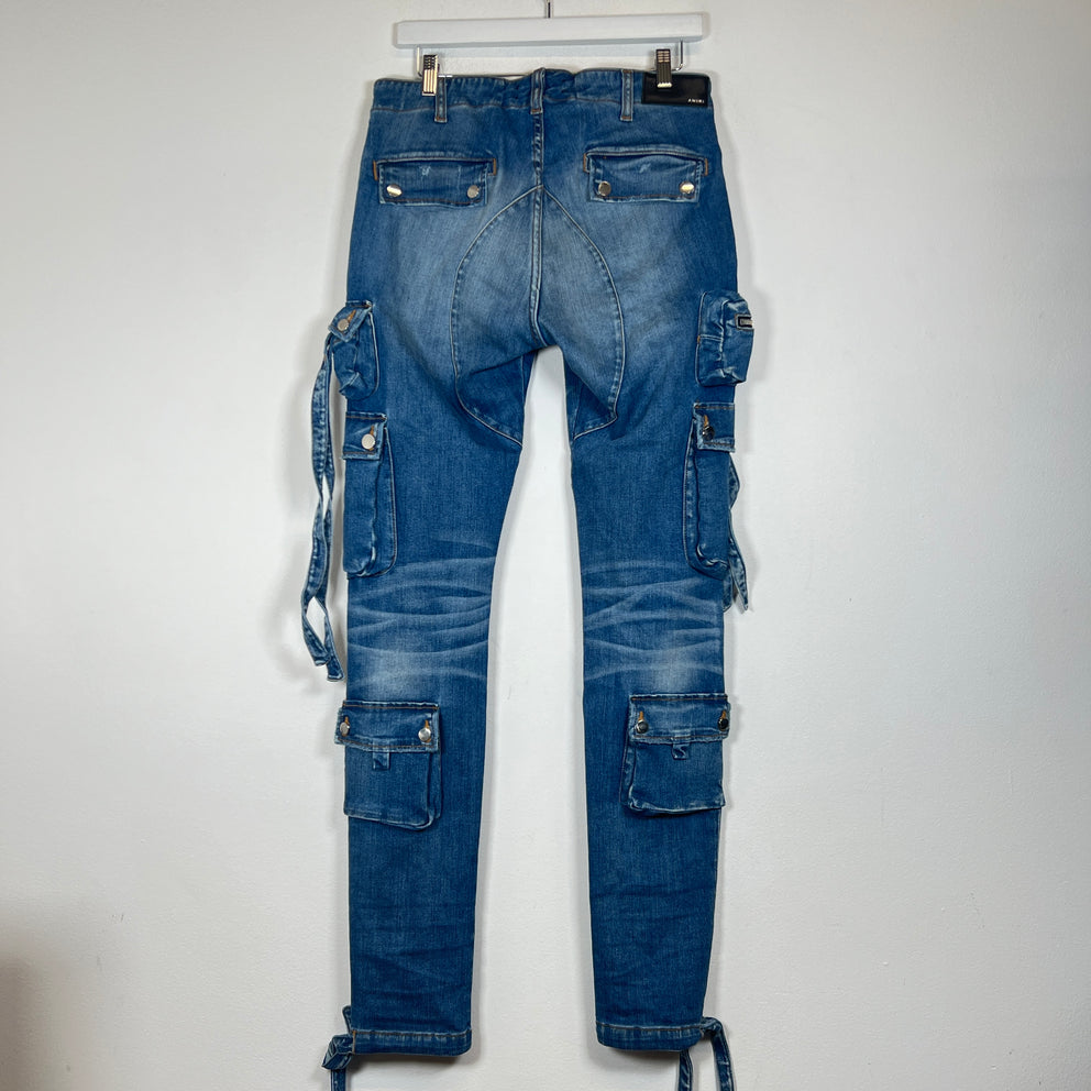 Amiri Blue Tactical Cargo Jeans Size 33