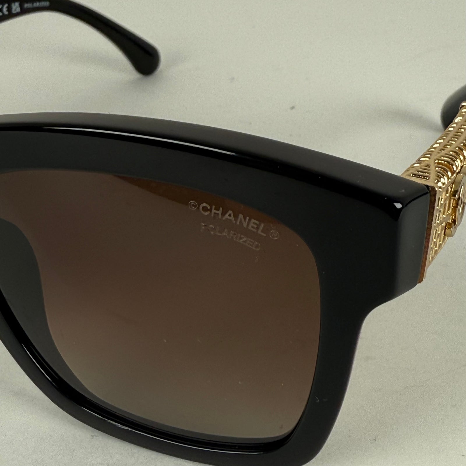 Chanel Black/Gold Tweed Polarized Sunglasses