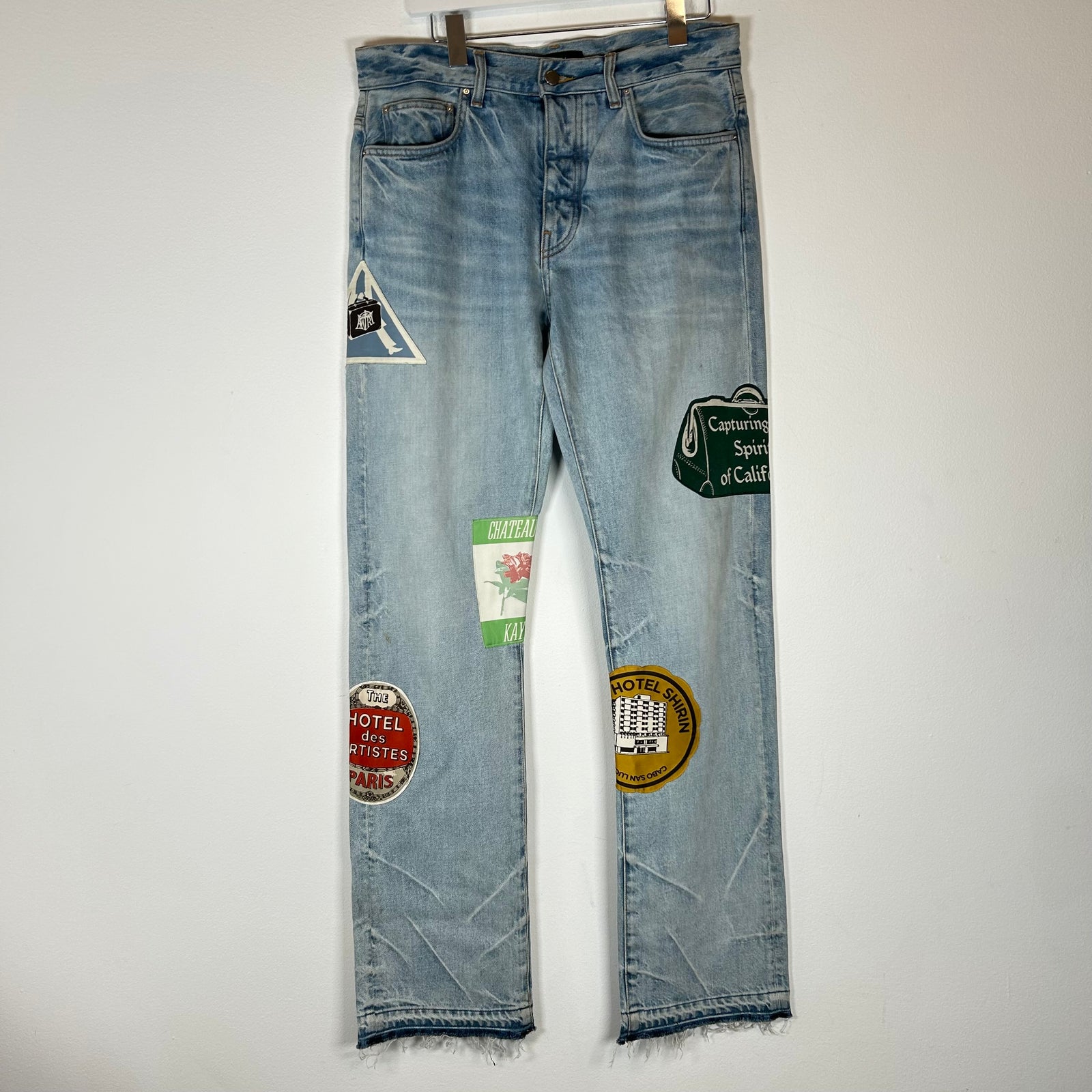 Amiri Lightwash Travel Patch Jeans Size 30