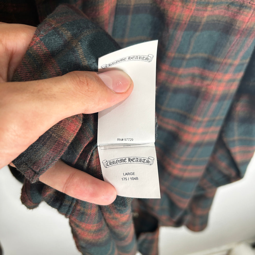 Chrome Hearts Brown/Green Floral Cross Patch Flannel Size L