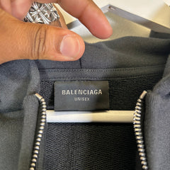 Balenciaga Planet Earth Distressed Zip-Up Hoodie
